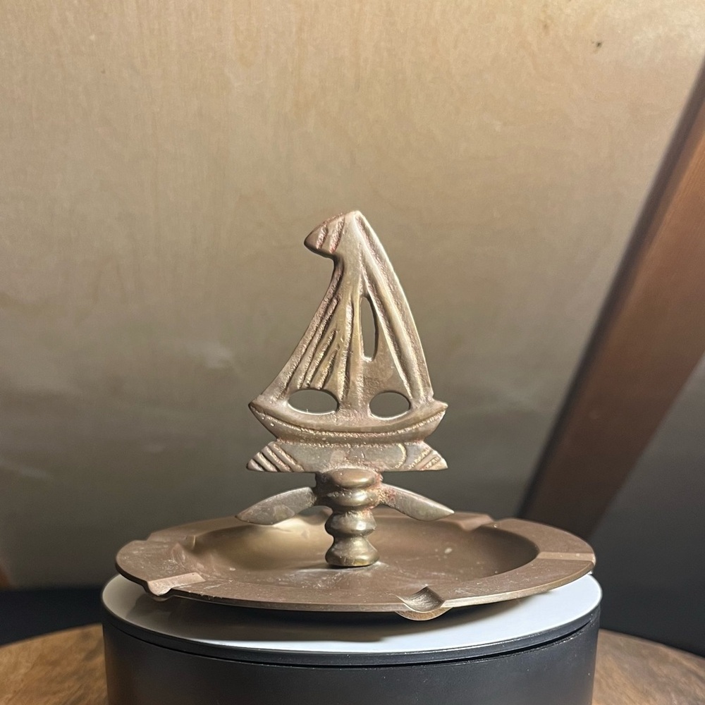 Vintage Brass Sailboat Ashtray